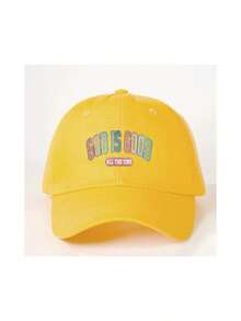 1 件“GOD IS GOOD”印花可调节棒球帽 - 复古水洗风格，男女通用休闲防晒帽，适合户外活动，时尚节日礼物