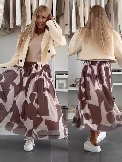 Colorblock Casual Elegant And Chic Tie-Dye Printed Women's Casual Party Cute Unique Skirt & Skirt, Cool For Summer