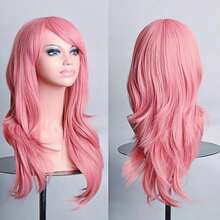 Soowee, pelucas sintéticas de 70cm de largo, peluca de Cosplay rosa y púrpura, pelo ondulado para disfraz de Halloween, postizos falsos para mujer XDMM - Morado - Ver 6