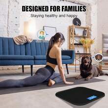 Smart Scale For Body Weight Digital Bathroom Scale With Blue LCD Backlight Display Highly Accurate Body Weight Scale Body Fat Scale Temperature Indication Corner Design 400lbs (Black) - Light Grey - View 9