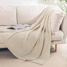Knit Throw Blanket,Classical Checkered Blanket For Couch,Cozy Warm Knitted Throw Blanket For Bed Sofa Living Room, Decorative Stretched Throw, Lightweigh,50"X 60"Oatmeal - Cream White - View 6