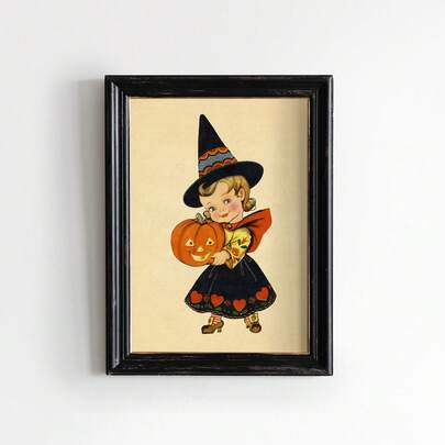 1pc Adorable Halloween Girl Printable Art Vintage Pumpkin Wall Decor & Kindergarten Digital Download, Frameless Retro Classroom Poster For Nursery/Playroom/Dorm, Back To School Teacher Gift & Funny Kids Decor (Fall Field Trip Vacation, Funkyposters) Halloween Decor Christmas Decoration Thanksgiving Wedding Home Decor Home Decor Fall Decor Autumn Decor Birthday Decorations For Gifts Party Supplies Indoor Holiday Festival Decor Wall Decor Halloween Ornaments