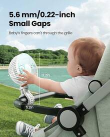 Gaiatop Ventilador oscilante para cochecito de bebé, luz LED nocturna, 4 velocidades, recargable, rotación de 360 ° , con clip, pequeños ventiladores portátiles para asiento de coche, cuna, viajes - blanco - Ver 4