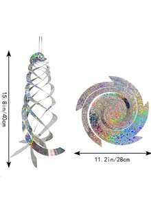 1pc Bird Repellent Spiral Reflectors 40.13cm Hanging Reflective Bird Deterrent Device For Drive Birds Pigeons Geese Away From The House Garden Swimming Pool - Multicolor - View 6