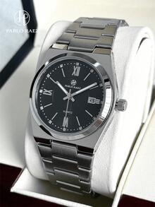 Pablo Raez 1 Stück Herren Business Vintage Uhr Edelstahl Armband Kette Sommer Strand Accessoires Männerschmuck Originale Armbanduhr IPS Silber Nicht anlaufendes Stahlgehäuse Charmante Uhr Berühmte Marke Neu AAA Luxus Schwarz Weiß Farbe 50M Wasserdicht Einfache Kalenderanzeige Uhr Herren Lässig Mode Quarz Uhr für Männer