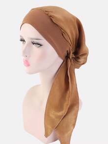 1 件女士弹性宽边仿丝头巾帽、睡帽、女士海盗帽、护发帽，适合日常使用 - 純色系 - 查看 10