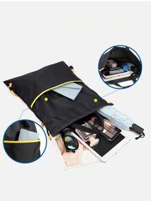 1pc Portable Drawstring Backpack, Waterproof Drawstring Pocket Backpack, Unisex Sports Gym Bag, Large Capacity Travel Backpack, Lightweight Foldable Casual Daypack, Suitable For Teens, Women, College Students, Boys, Men, Teachers, Perfect For Back To School, University, Outdoor Activities, Travel, Hiking, Sports Venues, Beach, Vacation, Etc. - Multicolor - View 9