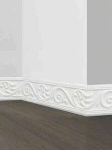 1 Rolle 3D Blumen Blätter Ranken Muster Relief romantisches Spezialdesign Sockelleisten Aufkleber, XPE Schaumstoff Material selbstklebend stoßfest Wandaufkleber, minimalistischer moderner Stil Heimdekoration, Renovierung Sockelleiste, Schlafzimmer Dekoration, Badezimmer Dekoration