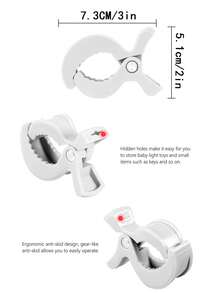 Durable 2 Packs ABS Alligator Clip Stroller Hooks - Portable Universal Stroller Accessories For Pram Peg, Car Seat Clips