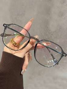 Square Brown Tinted Lens Glasses, Suitable For Women, Suitable For Daily Social Occasions And Street Fashion Outfits - Multicolor - View 9