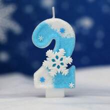 1個生日數字蠟燭，大號白色與藍色雪花生日蠟燭蛋糕裝飾，閃粉蠟燭蛋糕裝飾，適合女孩與女性週年慶祝、家居裝飾、聖誕裝飾、房間裝飾、聖誕禮物 - 彩色 - 查看 13