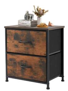 Fabric Storage Dresser With 9 Drawers, Steel Frame And Wooden Top For Bedroom, Closet And Entryway - 鏽棕色 - 查看 16