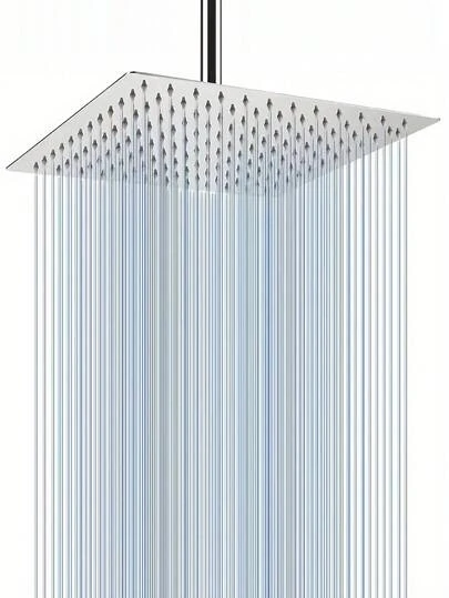 2 piezas/Set Cabezal de ducha de lluvia de acero inoxidable de alta presión, cabezal de ducha montado en la pared y giratorio, diseño ultra delgado y ahorro de agua, alto caudal, montaje en pared, acabado pulido, fácil montaje en pared y techo. Sistema de ducha de baño moderno de cromo, que brinda una experiencia similar a un spa. Ideal para el hogar, hotel