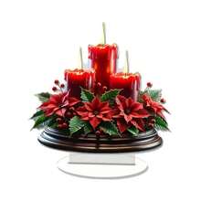 Decoración de vela roja plana de acrílico 2D para el Día de Acción de Gracias - Símbolo de bendición elegante, adecuado para el hogar y la oficina, perfecto para el dormitorio, la cafetería, la sala de estar, el jardín y el balcón