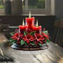 Decoración de vela roja plana de acrílico 2D para el Día de Acción de Gracias - Símbolo de bendición elegante, adecuado para el hogar y la oficina, perfecto para el dormitorio, la cafetería, la sala de estar, el jardín y el balcón