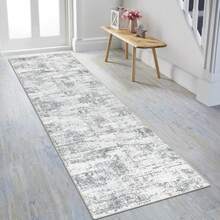 1PCS  Abstract Carpet Runners Non-Slip  Extra Long Faux Wool Rug Runners For Hallway Machine Washable Low Profile Floor Carpet For Indoor Hallway Kitchen Bedroom Entrance 65x180cm - Grey - View 6