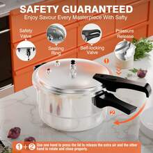 4Qt Aluminum Pressure Cooker, Pressure Pot,Compatible With Both Gas And Induction Stoves, Comes With A Release Valve And Multiple Protections, Plus A Canning Rack - 銀色 - 查看 3