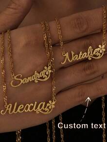 定制姓名项链、设计花形项链、不锈钢镀金哑光姓名项链、个性化姓名项链、女士生日礼物、母亲节礼物、女士女孩礼物、生日礼物、纪念礼物、返校礼物 - 彩色 - 查看 8