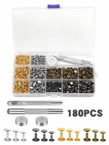 1 Set 180/360/480 Pcs Double-Sided Metal Rivets, Leather Rivets With 2 Rivet Punches, For DIY Leather Craft, Clothing, Shoes Decor And Repair - Multicolor - View 9