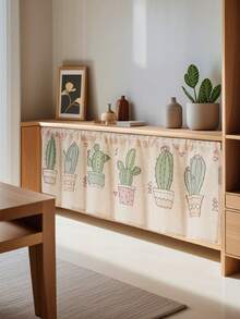 1 pieza Cortina divisoria de habitación con estampado de lino minimalista, diseño versátil y fresco - Lavanda - Ver 5
