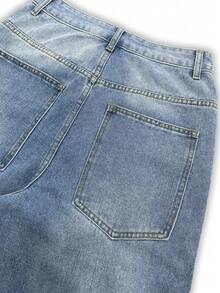 Women's High Waist Casual Y2k Streetwear Baggy Distressed Vintage Washed Wide Leg Jeans - 中等水洗藍 - 查看 7