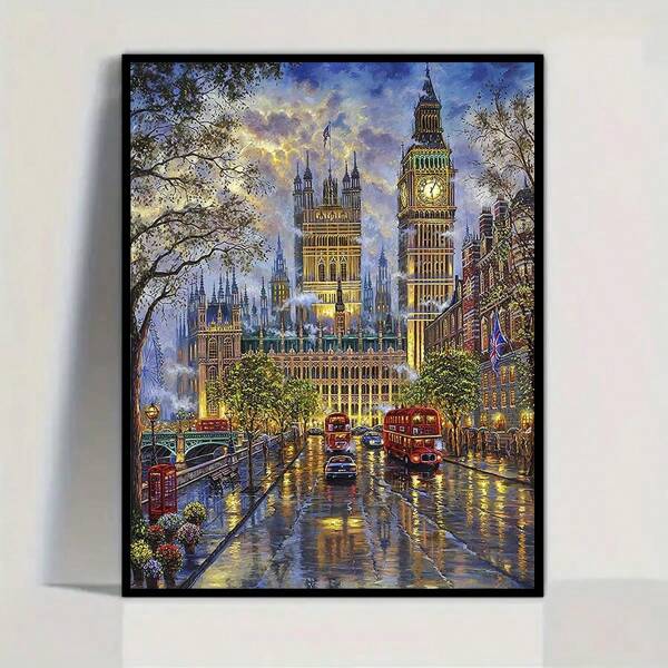 1pc DIY Diamond Painting Kit, Street Scenery Home/Office Decor Full Drill Handmade Perfect Gift