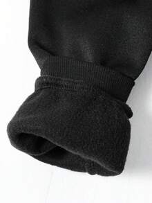 Tween Girls' Cartoon Print Thermal Hoodie And Sweatpants Set - Black - View 7