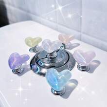 2pcs Heart-Shaped Flashing Flashing Toilet Flush Assist Button, Protecting Nail Art, Indoor And Car Decoration, Drawer And Wardrobe Handle, A More Comfortable Life And A More Exquisite Gift For Friends