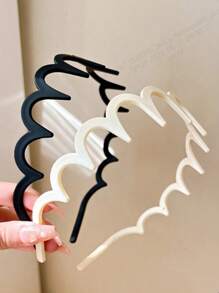 3 pezzi/1 pezzo Fasce per capelli in plastica con dentellatura anti-scivolo di colore nero, bianco e kaki per donne. Accessorio di moda versatile ed elegante per uso quotidiano, casual, per feste, pendolarismo, viaggi, per legare i capelli, lavare il viso e applicare il trucco