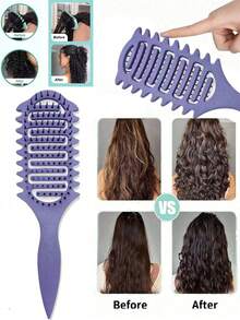 卷发梳 – 通风造型梳，具有灵活的刷毛和弯曲设计，适合所有发质，减少拉扯和毛躁