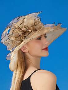 1 peça chapéu para mulheres senhoras organza fascinator páscoa chá festa nupcial igreja domingo chapéu de sol