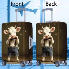 1 pieza Funda protectora para maleta reforzada con estampado de patrón de vaca lindo, accesorio ideal para viajes de negocios, vacaciones, viajes, facturación de equipaje, vuelta al colegio, para dar color a tu maleta. Adecuado para maletas de 20 a 28 pulgadas. Esenciales de viaje, accesorios de viaje, vacaciones, verano, bolsa para el colegio, accesorios escolares, artículos escolares