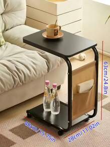 1pc Wheeled Bedside Nightstand, Mobile Sofa Side End Table, Small Office Desk, Dining Room Serving Cart