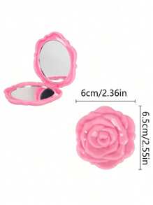 1pc Rose Foldable Vanity Makeup Mirror, Double-Sided Solid Color Portable Compact Mirror For Daily Life And Party Gift
