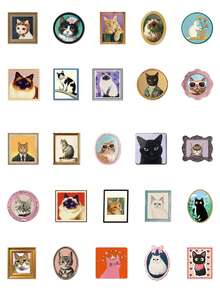 YWWBLD 50 Stücke süße Katzen Aufkleber für Tagebuch, Laptop, Handyhülle, Gepäck, Skateboard, Helm, dekorative Aufkleber