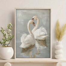 1 pezzo Stampa artistica su tela vintage senza cornice di un cigno, decorazione rustica in stile country, quadro vintage per la decorazione della parete di casa, camera da letto, soggiorno, idea regalo creativa adatta per la decorazione di casa, ufficio, camera da letto, corridoio, aula, decorazione con pittura a olio e murale, decorazione bagno