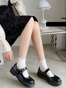 6 Pairs Women's White Ruffle Edge Decorative Ankle Socks, Versatile Slouch Socks, Cute Girl Style, Suitable For Daily Wear, Cozy - Multicolor - View 4