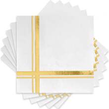 20/40 Stück weiß und goldener Folie 2-lagige Cocktail Servietten 16,5 cm, Einweg Party Lunch Servietten, Gast Handtücher, dekorative Papier Getränke Servietten für Geburtstag Dekorationen, Hochzeitsjubiläum, Abschlussfeier, Weihnachtsparty Gastgeschenke (Weiß und Silber)