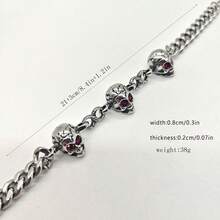 Embrace Your Inner Punk With This Retro Silver Skull Punk Bracelet - Perfect For Halloween - Silver - View 7