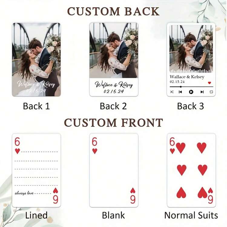 1 Set/54 Pieces, Customized Playing Cards, Customized Text And Pictures, 5 Photos Can Be Customized, Customized Couple Photo And Family Photo Playing Cards, Table Game Cards, Wedding Souvenirs, Anniversary Souvenirs, Wedding Playing Cards, Anniversary Gifts, Anniversary Gifts, Valentine's Day, Mother's Day, Birthday, Father's Day, Graduation Ceremony, Wedding. - Multicolor - View 7