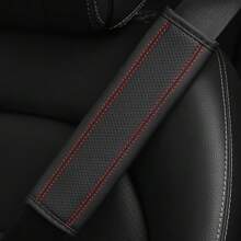 1 pieza Almohadilla para el hombro del cinturón de seguridad del automóvil con relieve de PU, transpirable y cómoda, apta para sedanes y camiones, para todas las estaciones
