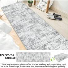 1PCS  Abstract Carpet Runners Non-Slip  Extra Long Faux Wool Rug Runners For Hallway Machine Washable Low Profile Floor Carpet For Indoor Hallway Kitchen Bedroom Entrance 65x180cm - Grey - View 5