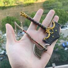 男士包包挂件礼物，战神钥匙扣，奎托斯武器混沌之刃挂件，斧剑钥匙扣，男女通用，汽车钥匙扣，背包装饰钥匙扣 - 彩色 - 查看 9