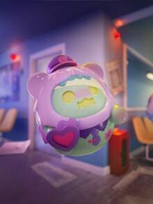 1pc Random Style Hide And Seek Teddy Bear Anime Model Figurine, Made Of PVC And ABS, Cute Halloween Gift Combining Hide And Seek And Adorable Teddy Bear, Suitable As Home Decor To Embellish Room, Balcony Or Garden, Adding Beauty To Life - Navy Blue - View 3