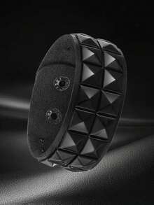 Xiacheng 1/6/9 件装尖头铆钉手链黑色皮革铆钉朋克手链袖口缠绕手镯按扣金属腕带男女通用