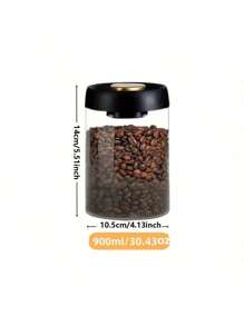 1 Peça Pote Hermético de Grãos de Café, Frasco de Vidro Borossilicato de Alta Qualidade a Vácuo à Prova de Umidade, Adequado para Armazenar Grãos de Café e Cereais, Mantendo Frescor e Aroma, De Volta às Aulas