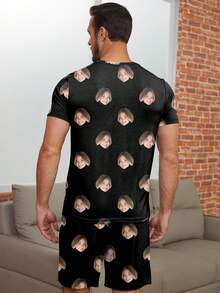 Printstory Customized Men's Suit Set, Personalized With Pet, Character Or Portrait Designs, Ideal For Holiday/Friend Gifts, Dawg, Colorful, Cute, Adorable, Contracted, Funny, Custom, Unique, Customized, Personalized, Ideal Gifts For Him, Ideal Gifts For Her, Boyfriend, Girlfriend, Family, Friends, Her - Multicolor - View 3