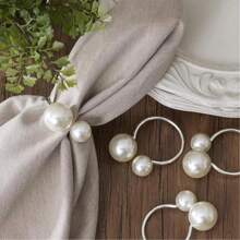 1-12pcs High-Grade Pearl Napkin Rings, Suitable For Restaurant, Hotel, Dining Table Decor, Wedding, Holidays