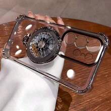 1 件黑色磁力陀螺仪手机支架，透明奢华时尚防震气囊手机壳，兼容 Apple 17pro/17promax/17Air/17/6/7/8/X/XS/XR/11/12/13/14/15/16/16e、Galaxy S22/23/24/25/S24 FE/S25 EDGE、A04/05/06/A14/A15/A16/A24/A25/A34、Redmi Note 7/8/9/10/11/12/13、Redmi 9/10/12/13C、OPPO、MOTO、Honor X、HW、Realme C53 C55 - 黑色 - 查看 6