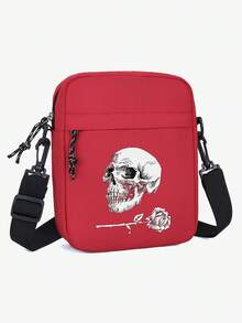 这款时尚黑色牛津布单肩包，配有可调节肩带，大容量休闲斜挎手机包，适合男士使用，饰有骷髅和玫瑰印花，是情人节、万圣节旅行者的理想礼物，也可作为帆布手提包、相机包、万圣节配饰、侧包或旅行包使用。 - 彩色 - 查看 27